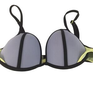 Victoria's Secret Women's Size 34B Bikini Top Adjustable Black Blue Neon Yellow